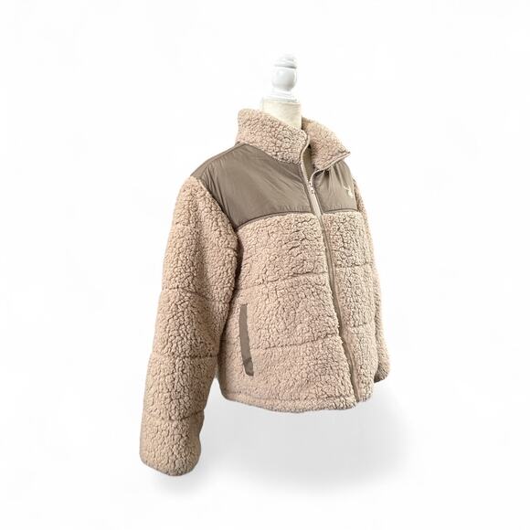 PacSun x Playboy Women’s Sherpa Cropped Zip Front Jacket XS/Small Tan - Picture 3 of 8